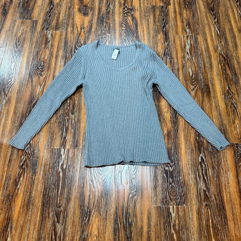 NWT Women's GAP Light‎ Gray Ribbed Knit Maternity Sweater Size XL - L